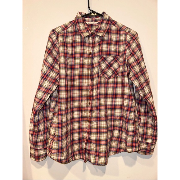 I Love H81 Pink Plaid Flannel Long Sleeved Buttoned Down Shirt - Picture 7 of 16